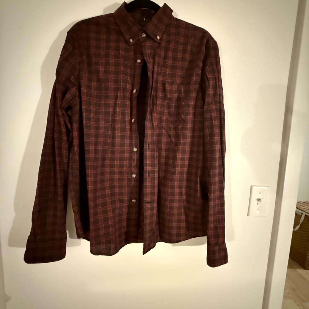 Banana Republic Men's Dark Brown Checkered Shirt